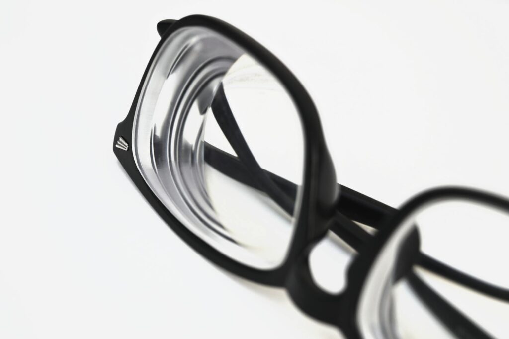 black framed eyeglasses